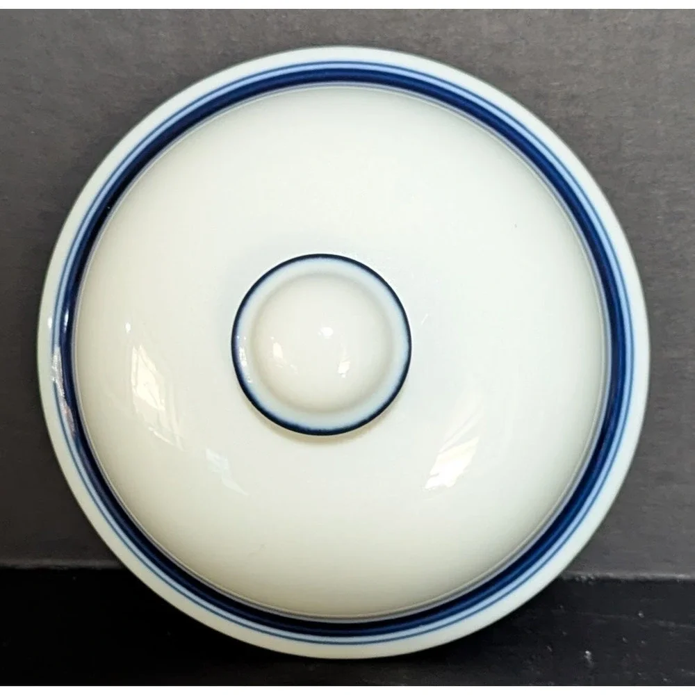 Dansk Bistro Christianshavn Blue & White Sugar Bowl With Lid‎
